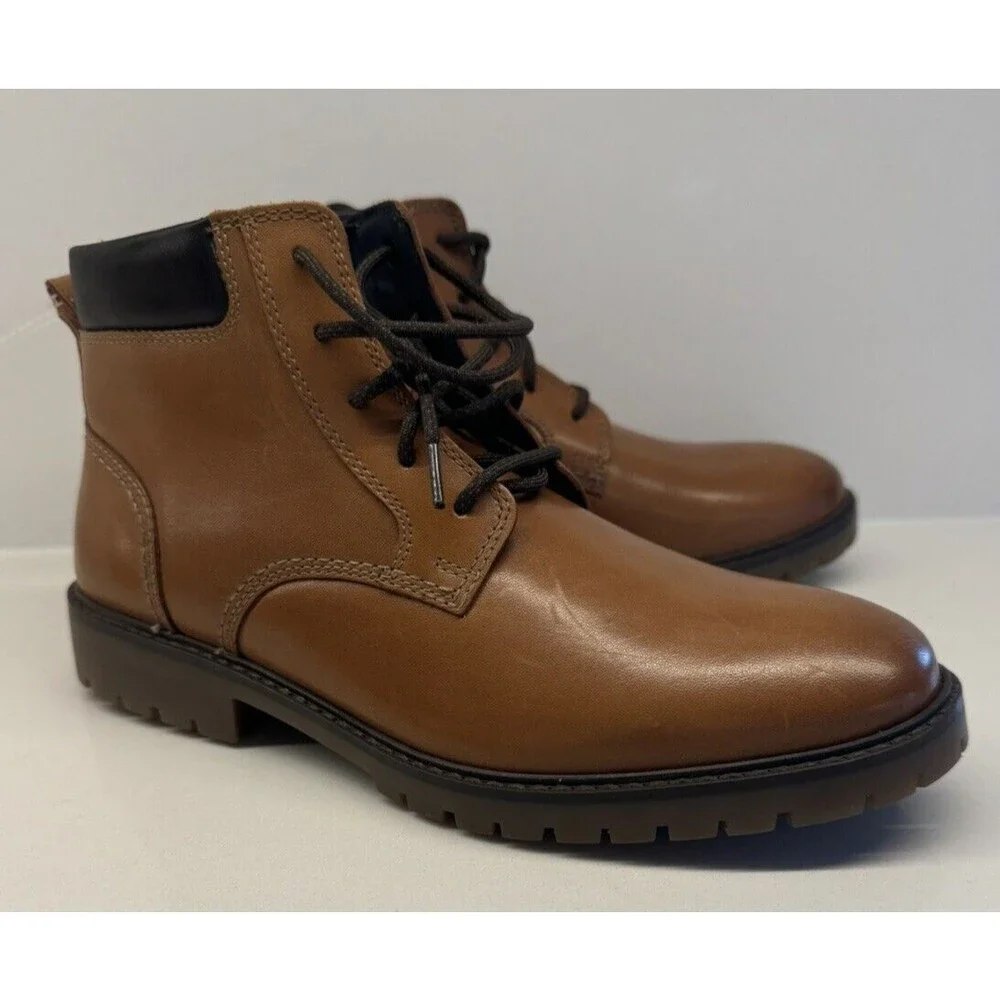 JONHSON & MURPHY boots Patterson Brown genuine Leather Lace Up Boy's youth 4M
